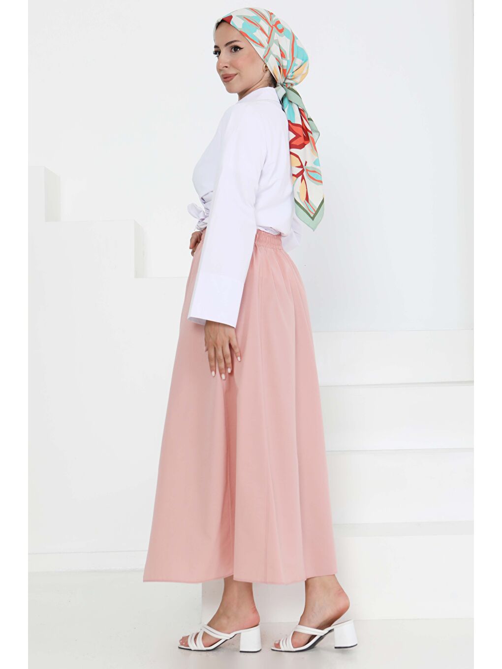 Pembe Cepli Keten Etek Pudra - 27294-3