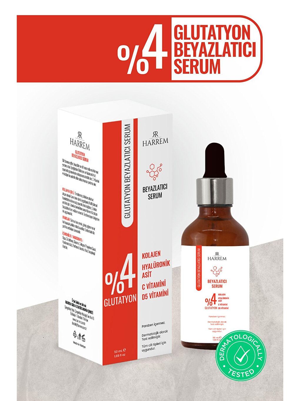 Harrem Şeffaf Glutatyon Beyazlatıcı Leke Karşıtı Hücre Yenileyici Serum 50 ml