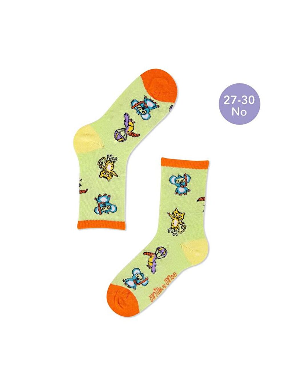 Yeşil Jungle Friends Çocuk Çorap Seti 5'li, Beden 27-30, Yumuşak ve Dayanıklı Kumaş-4