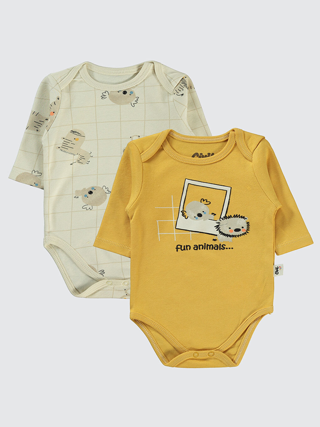 Kahverengi Baby Erkek Bebek 2'li Çıtçıtlı Badi 3-18 Ay Hardal