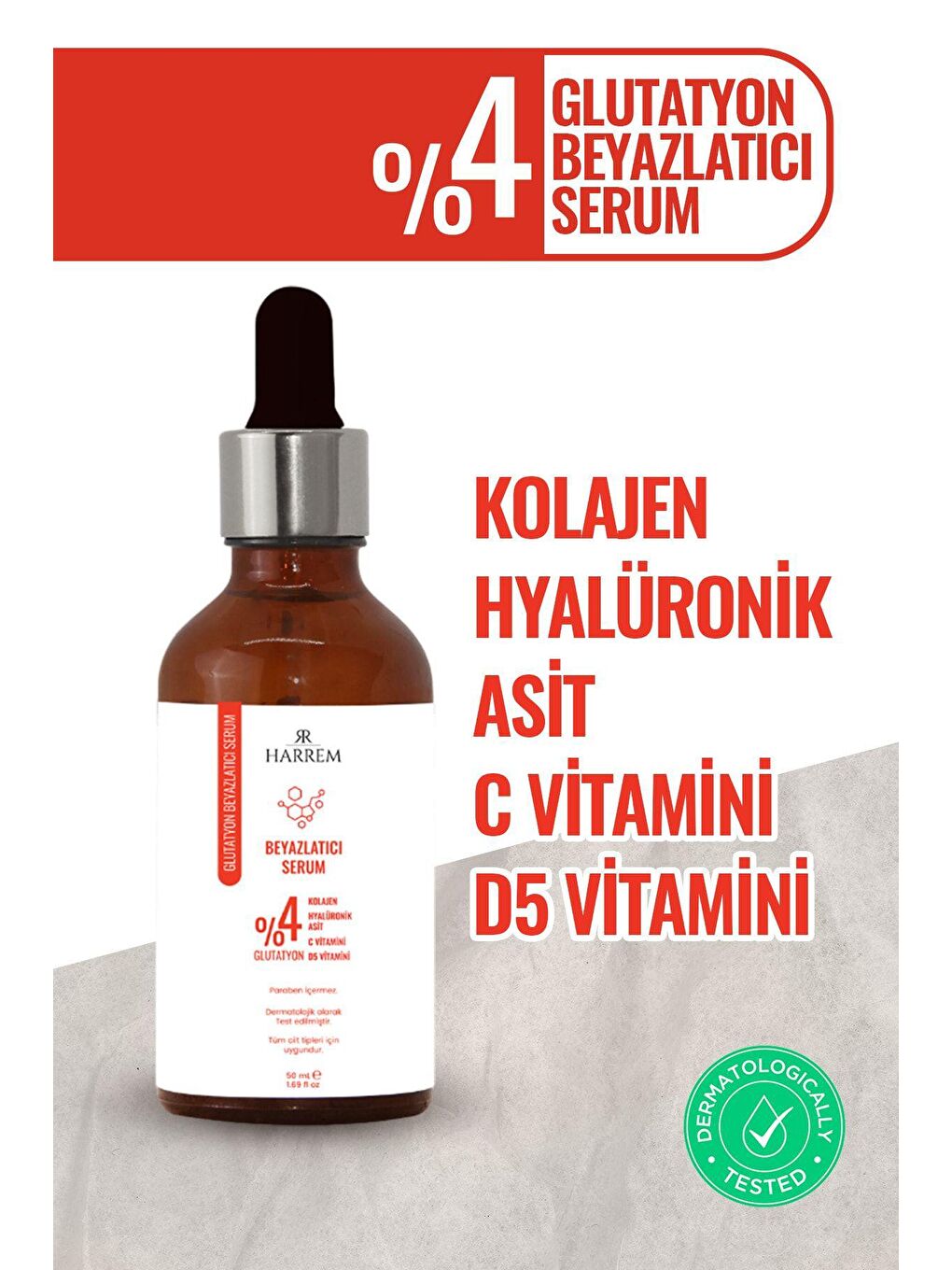 Harrem Şeffaf Glutatyon Beyazlatıcı Leke Karşıtı Hücre Yenileyici Serum 50 ml - 1