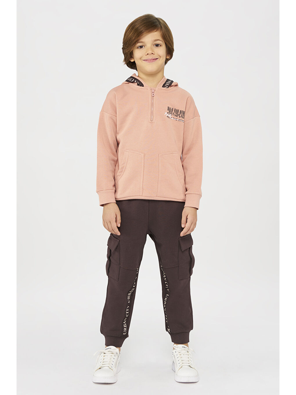 Panço Pembe Erkek Çocuk Kapüşonlu Sweatshirt - 2