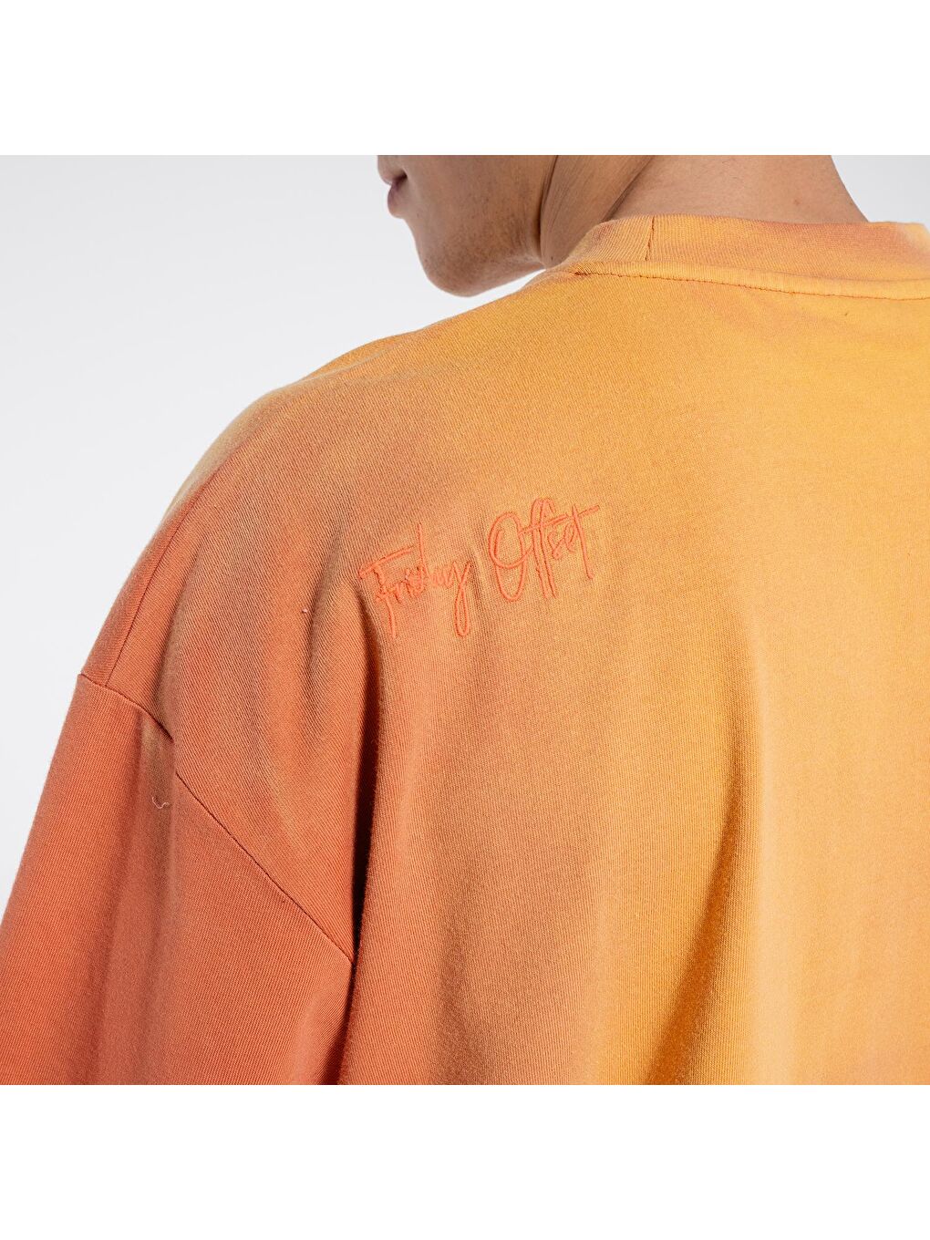 Seyu Erkek Turuncu %100 Pamuk Yıkamalı Ekstra Oversize Bisiklet Yaka Tişört-2