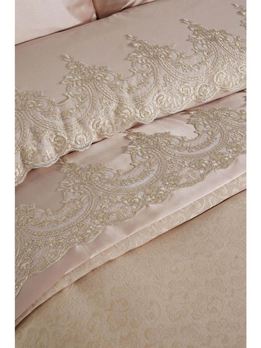 Çeyizdiyarı Fransız Güpürlü Diana Gelin Seti 7 Parça Bej-2