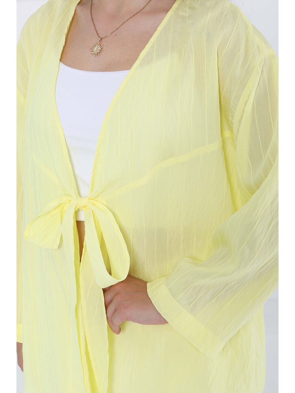 Sarı Bağlamalı Kimono Sari - 27388-3