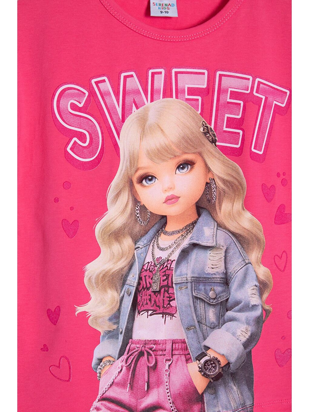 Pembe Sweet Yazılı Karakter Baskılı Kız Çocuk Şortlu 2li Takım 23993-4