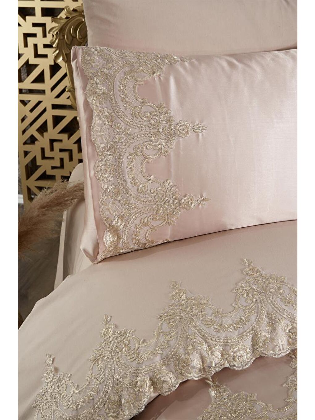 Çeyizdiyarı Fransız Güpürlü Diana Gelin Seti 7 Parça Bej-4