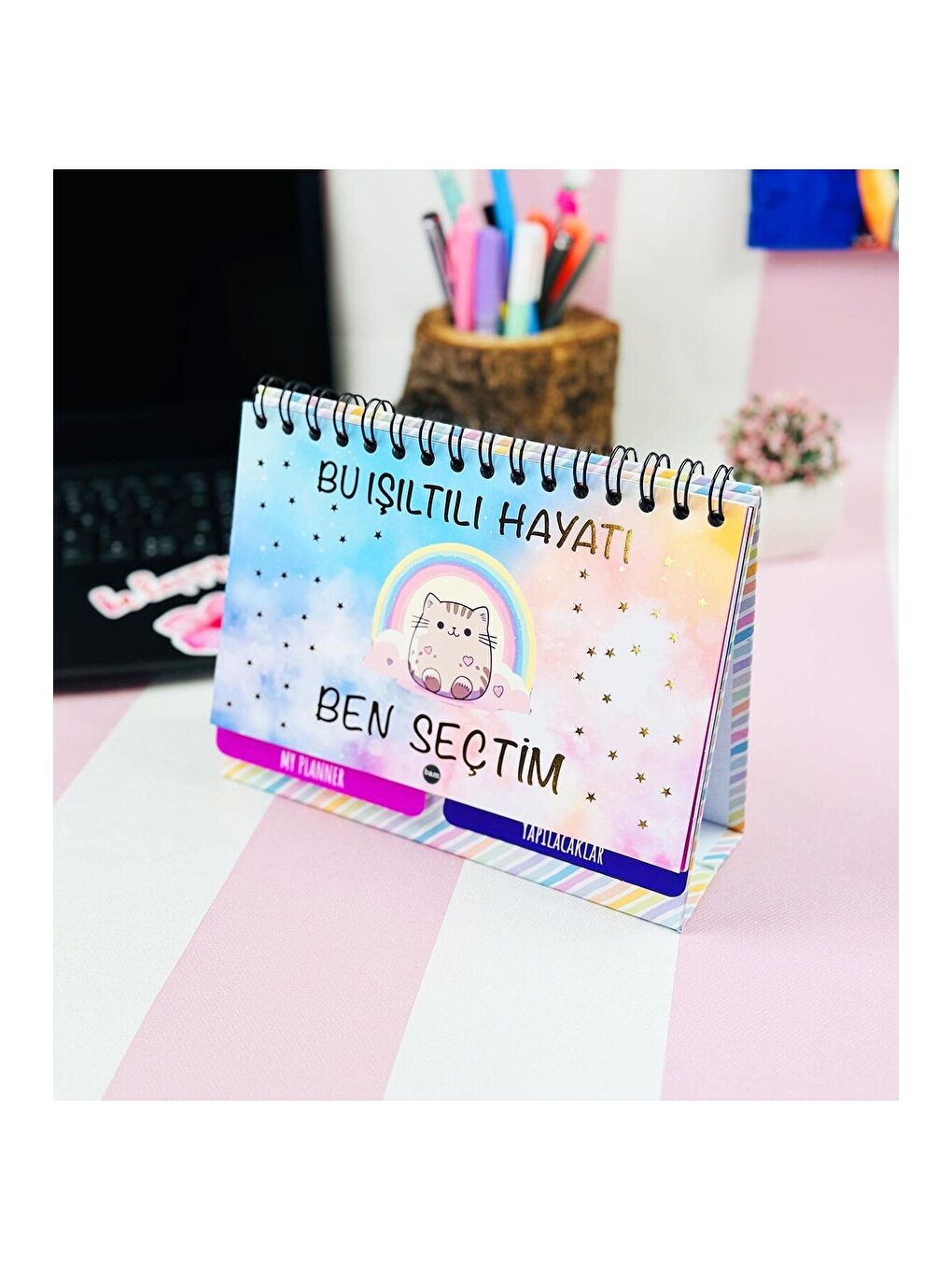 BAM HEDİYELİK EŞYA Bu Işıltılı Hayatı Ben Seçtim Tasarımlı Yeni Nesil Masa Üstü Planner 2 Sayfa Sticker