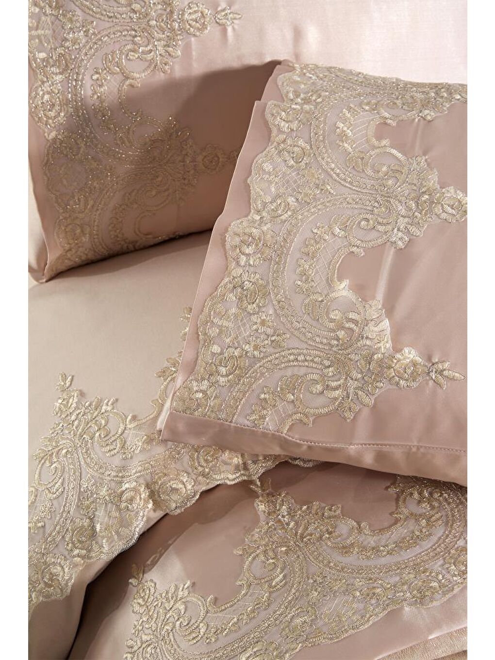 Çeyizdiyarı Fransız Güpürlü Diana Gelin Seti 7 Parça Bej-7