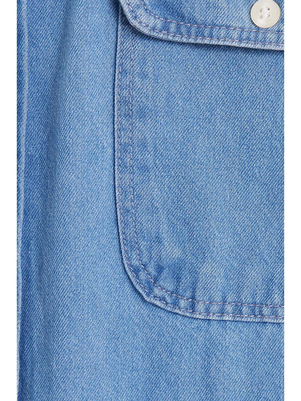 Mavi Erkek Relax Fit Rahat Kesim Spor Yaka Çift Cep Kapaklı Denim Gömlek-5