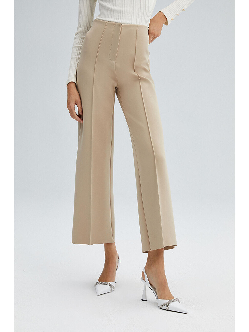 Bej Nervürlü Scuba Pantolon-2