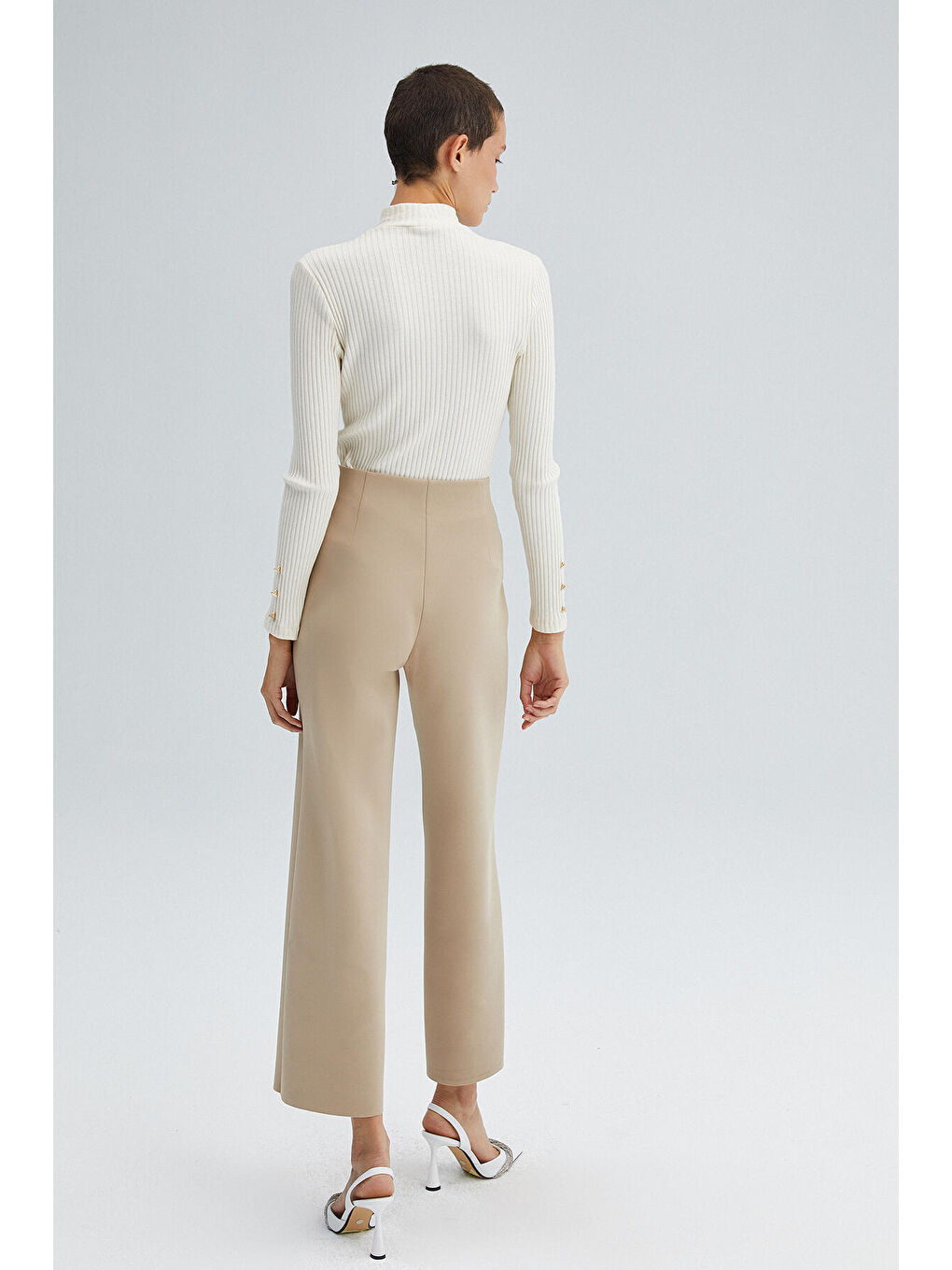 Bej Nervürlü Scuba Pantolon-3