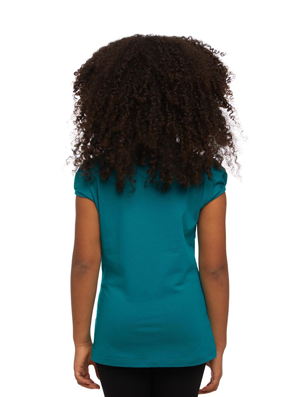 Koyu Petrol Kız Çocuk Kısa Kollu Basıc Tişört-2