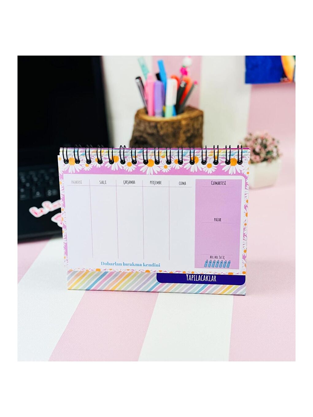 BAM HEDİYELİK EŞYA Believe In Your Dreams Çilek Tasarımlı Yeni Nesil Masa Üstü Planner 2 Sayfa Sticker - 1