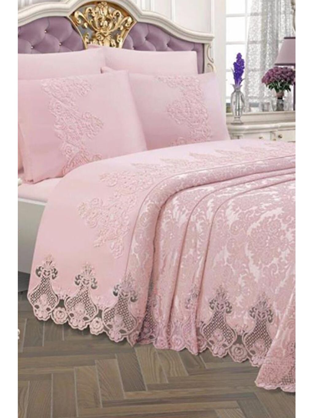 Pembe Çeyizlik Gelin Seti Dubai 7 Parça Pudra-1