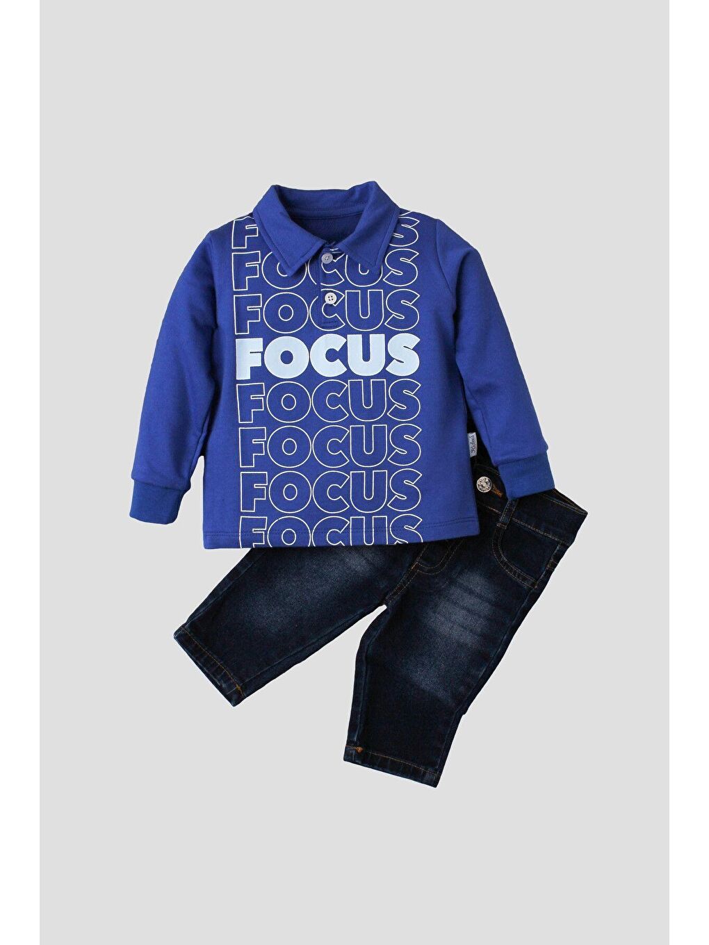 Mavi Bebek Jean Pantolonlu Takım-4