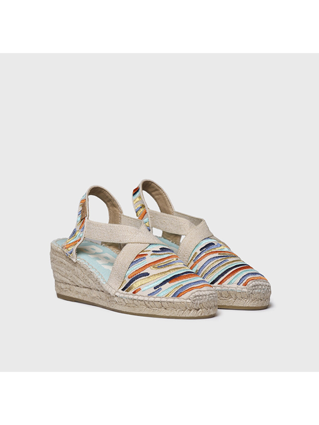 Kahverengi Kadın Sandalet Montjoi With Multicoloured Embroidery-1
