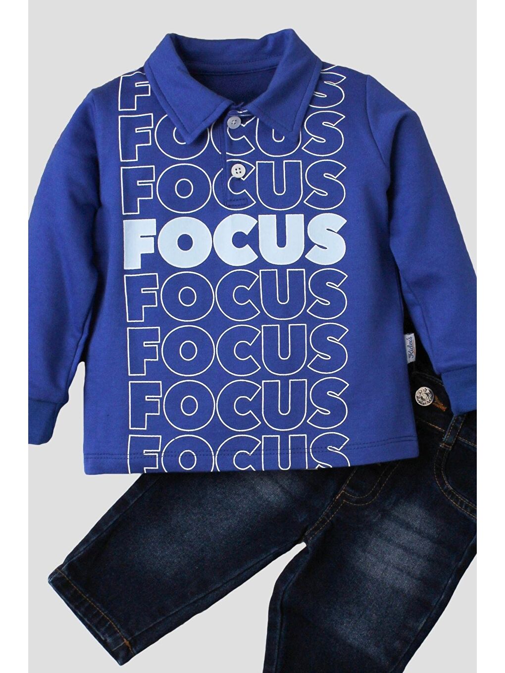 Mavi Bebek Jean Pantolonlu Takım-5