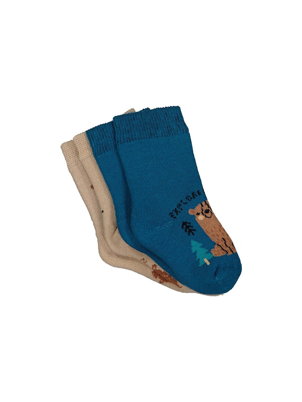 Beyaz Baby Bear Havlu 6- 2'li Bebek Erk Çorap Set - Standart-3
