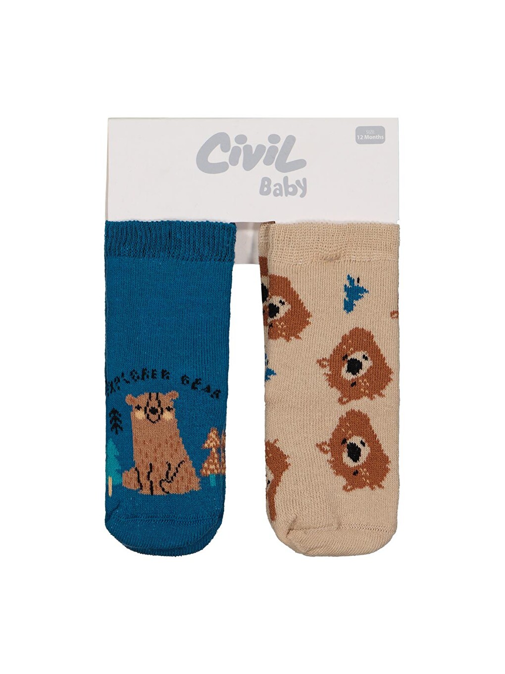 Beyaz Baby Bear Havlu 6- 2'li Bebek Erk Çorap Set - Standart-5