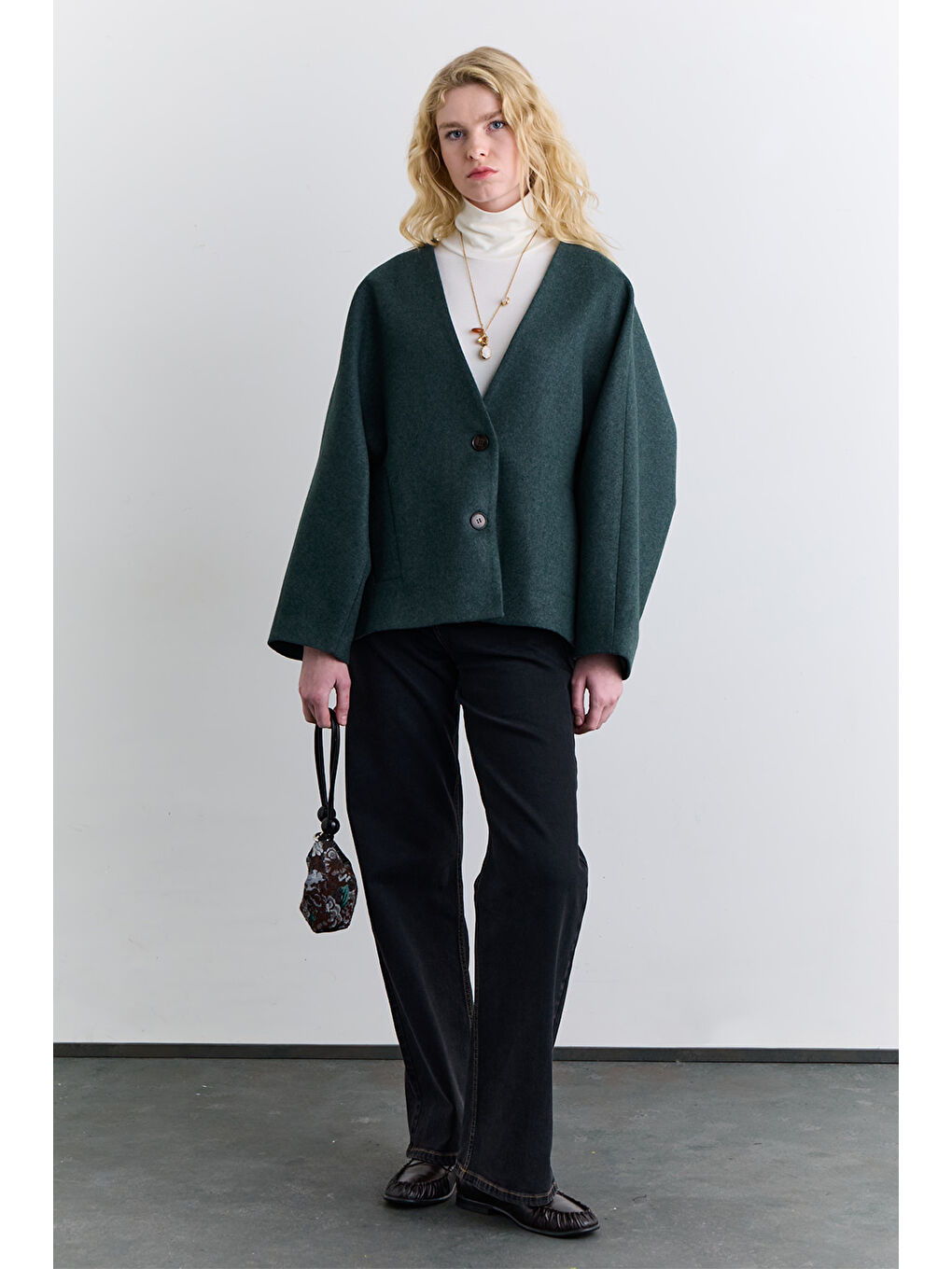 Milana Kaşe Ceket Yeşil-1