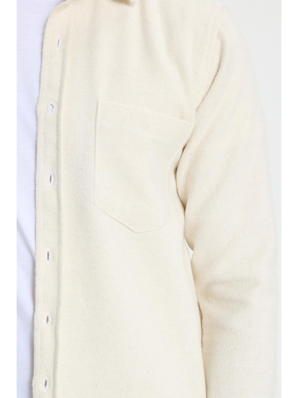 Erkek Regular Fit Klasik Kesim Düz Cepli Ekru Oduncu Gömlek-2