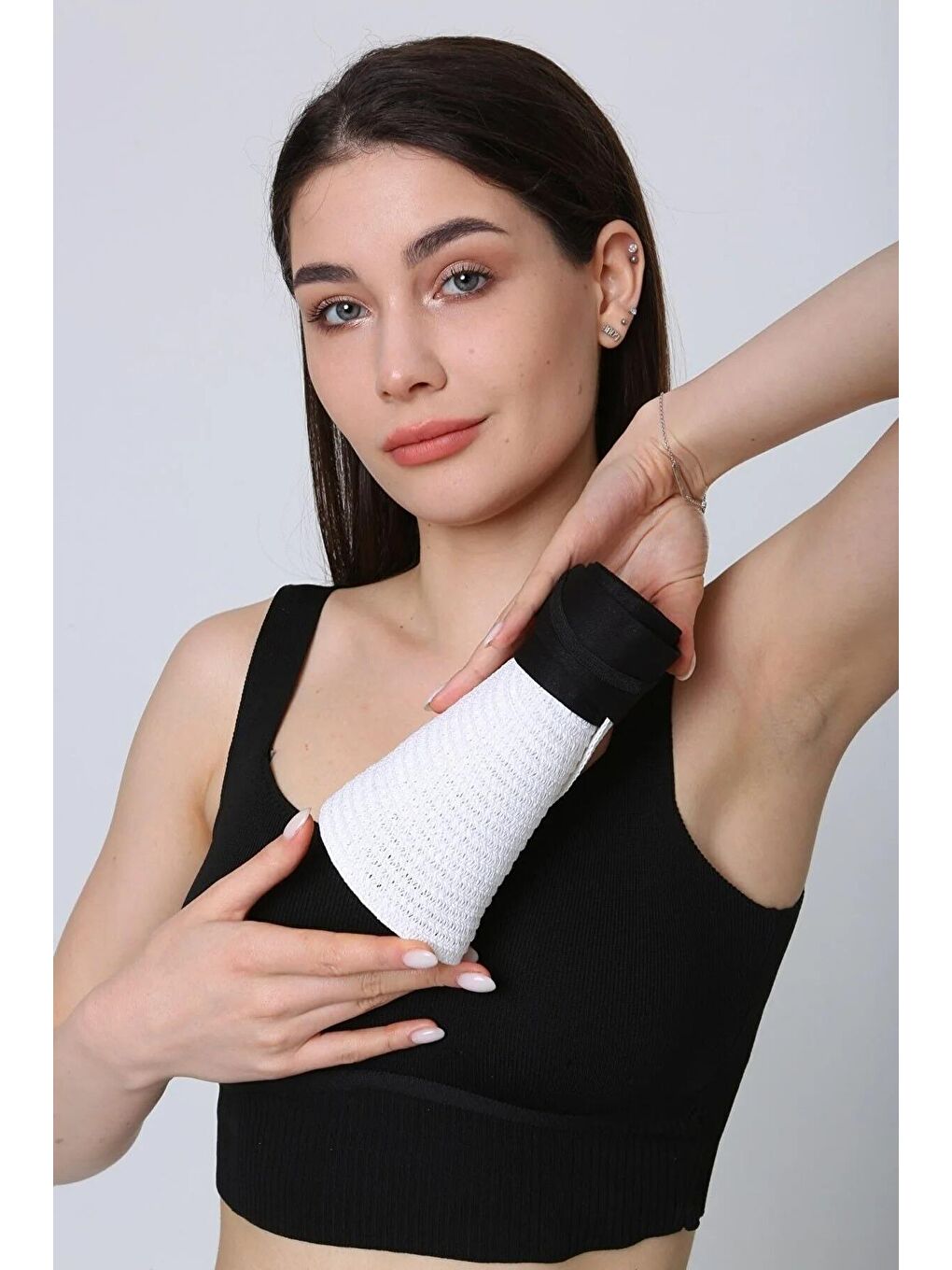 Beyaz Ithal Katlanabilir Cırtlı Hasır Vizör - Tenisçi - Golf Şapka Hsr2060-3