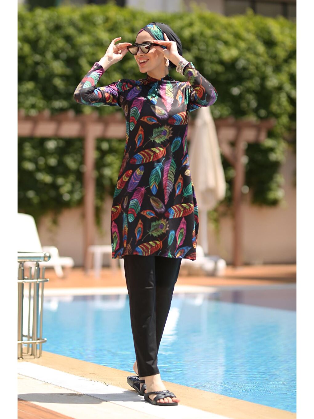 Siyah Büyük Beden Elastanlı Tesettür Mayo 2013 Tuğba