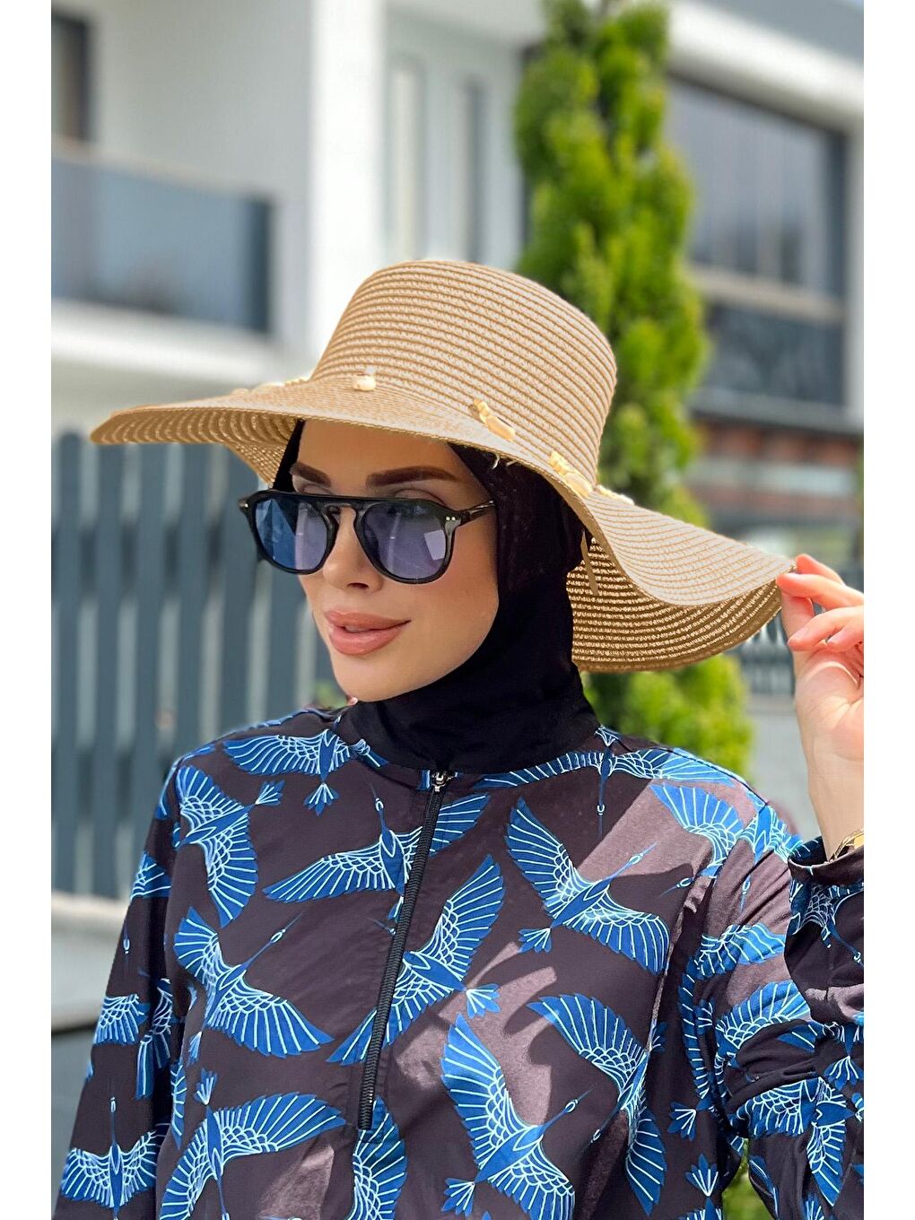 Bej Hasır Şapka Deniz Kabuklu Camel RŞ-52-1