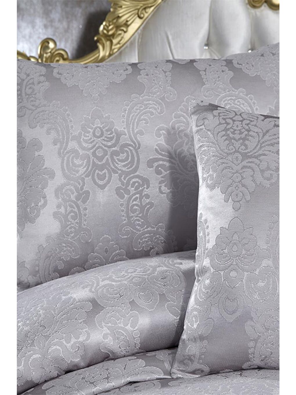 Karışık Toprak Jakarlı Şönil Yatak Örtüsü Gri-6