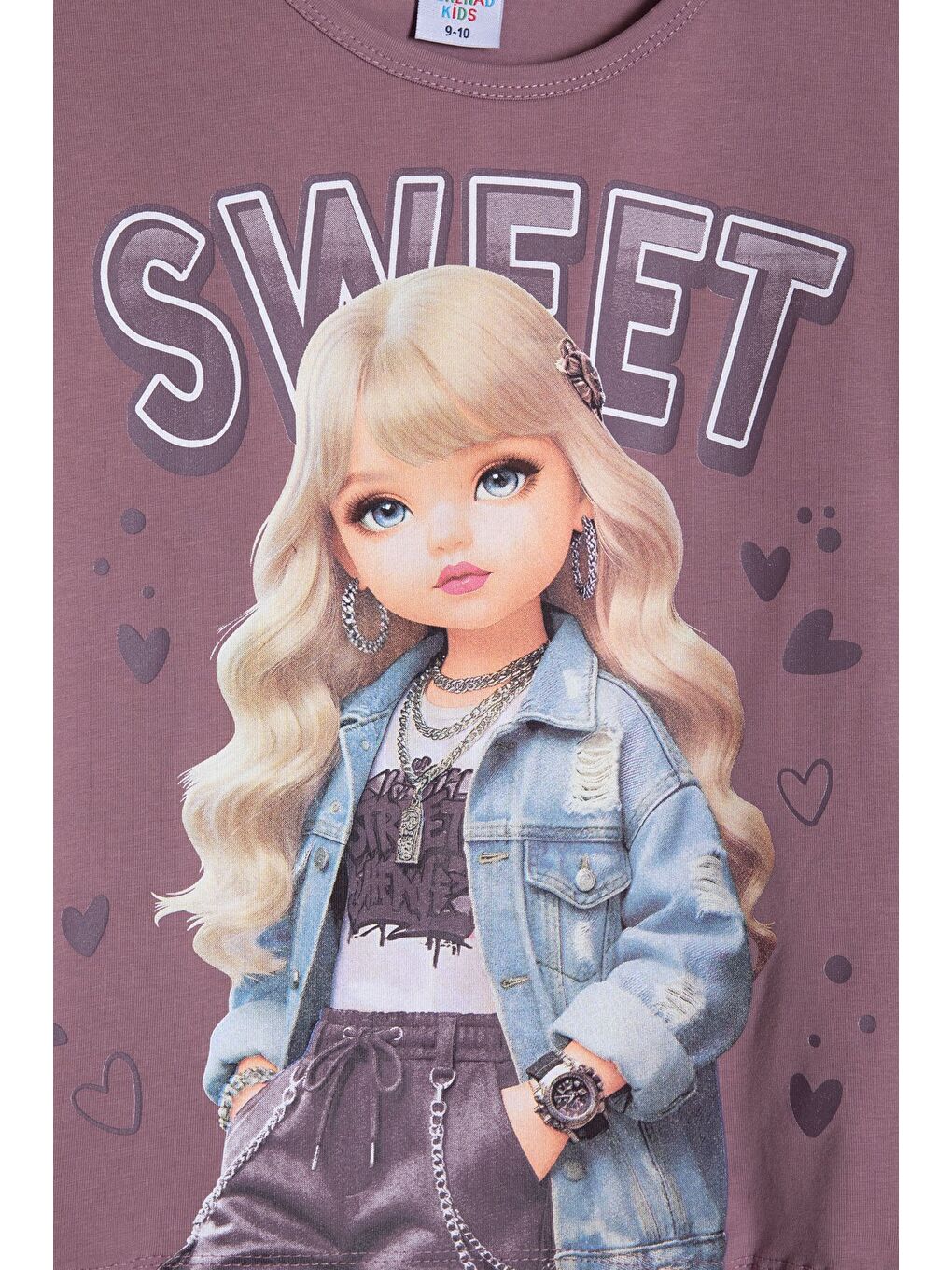 Pembe Gül Kurusu Sweet Yazılı Karakter Baskılı Kız Çocuk Şortlu 2li Takım 23995-4