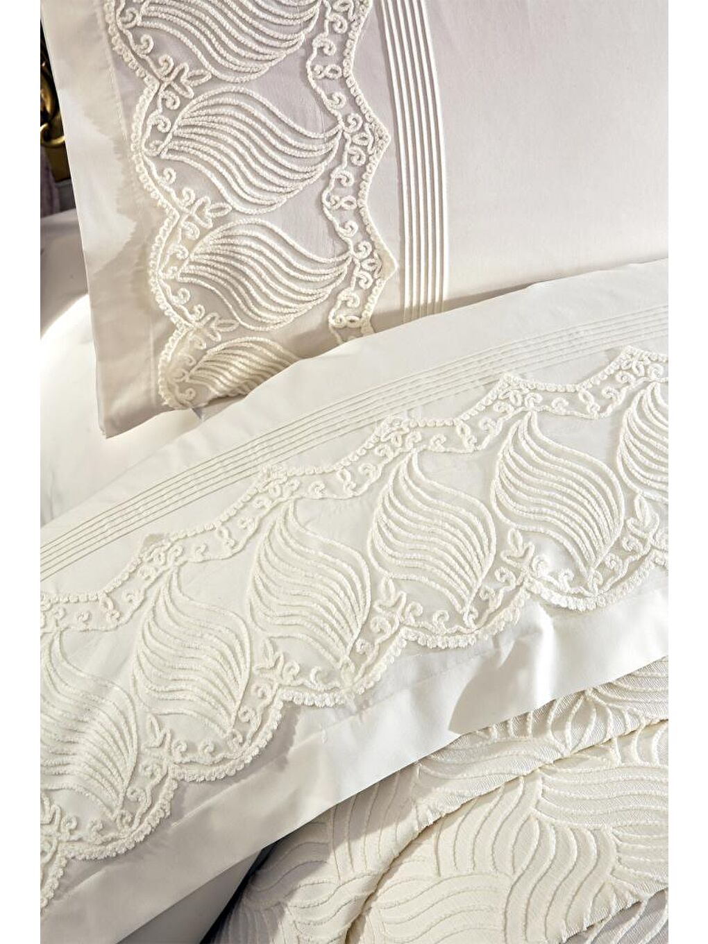 Ekru Anka 10 Parça Battaniyeli Çeyiz Seti Krem-5