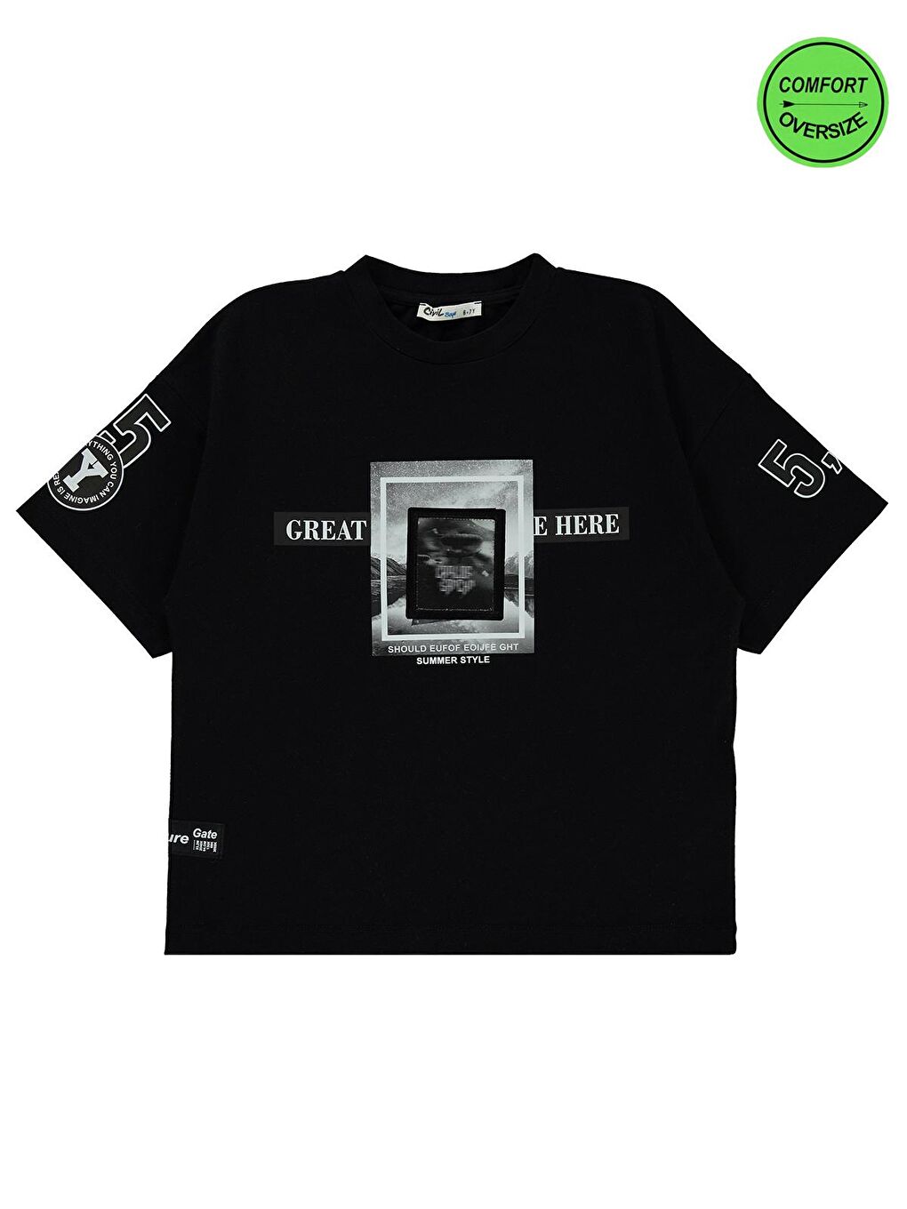 Boys Erkek Çocuk Tişört 6-9 Yaş Siyah