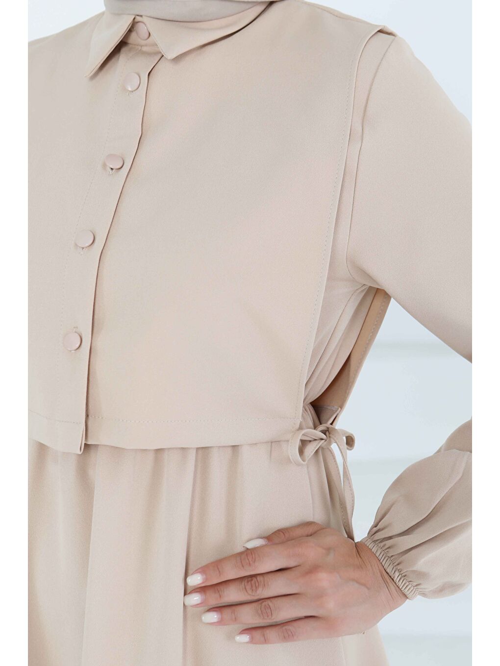 Bej İkili Elbise Takım Taş - 27184-5