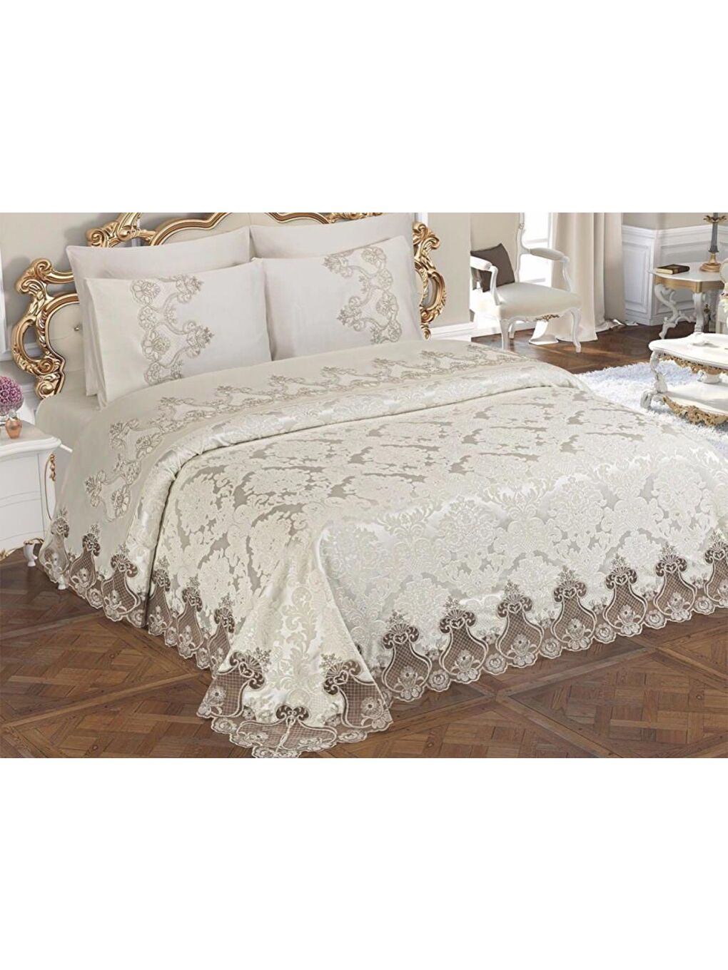 Karışık Çeyizlik Gelin Seti Dubai 7 Parça Krem