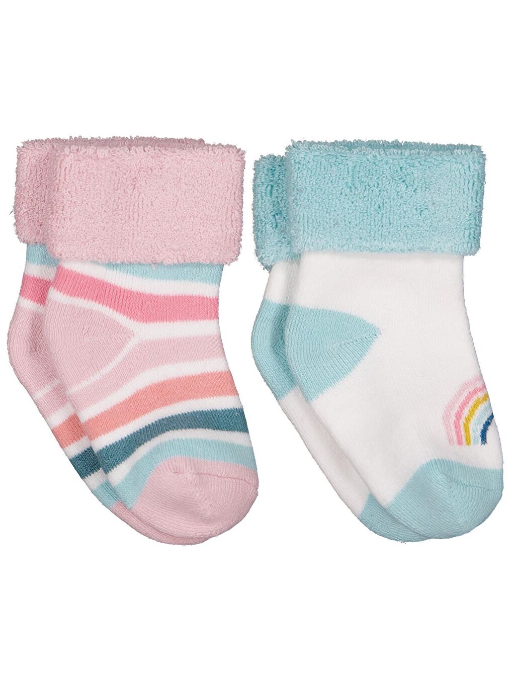 Beyaz Baby Rainbow Kıvrık Havlu 6-18 Ay 2'li Bebek Kız Çorap Set - Standart