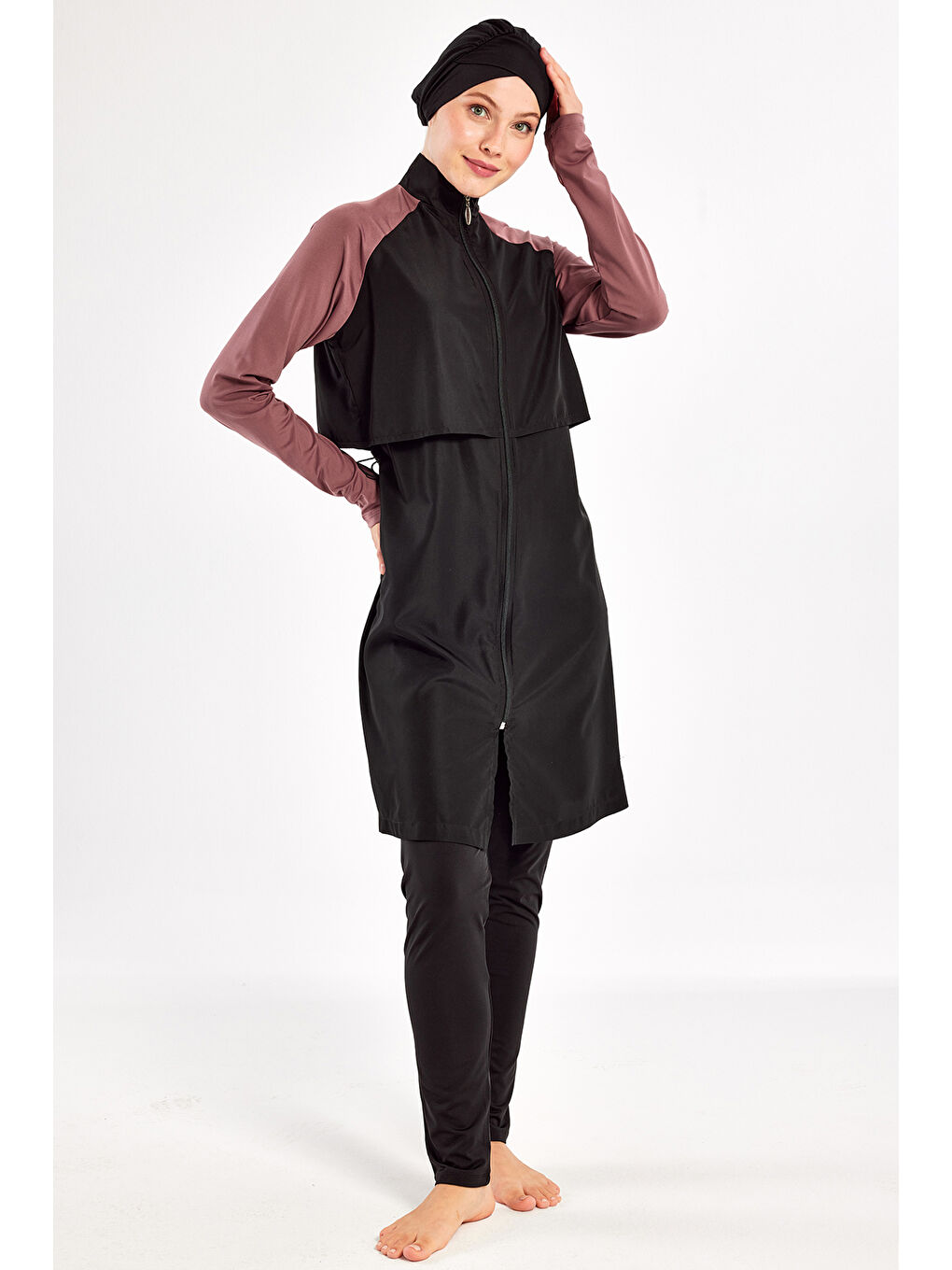 Kahverengi Reglan Kol Tam Kapalı Tesettür Mayo Debbıe 1405 Kiremit-1