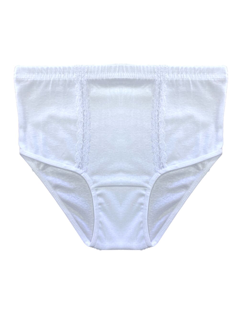 6'lı Kadın Beyaz %100 Doğal Pamuk Dantelli Yüksek Bel Bato Külot-1