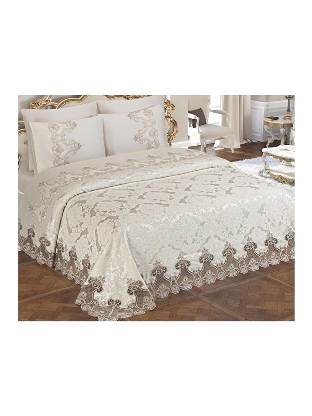 Karışık Çeyizlik Gelin Seti Dubai 7 Parça Krem-2