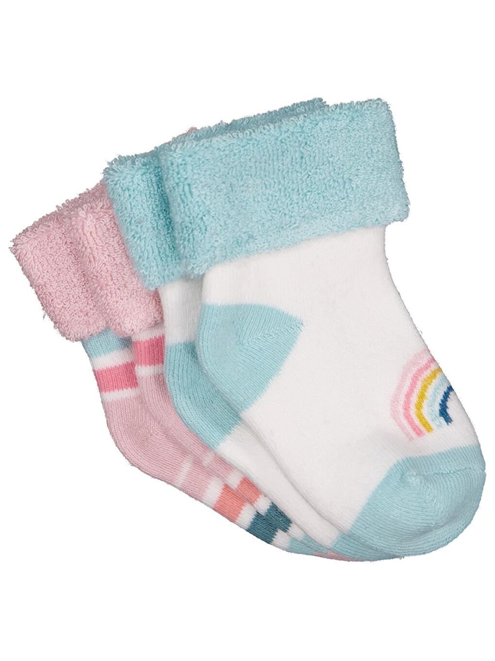 Beyaz Baby Rainbow Kıvrık Havlu 6-18 Ay 2'li Bebek Kız Çorap Set - Standart-1