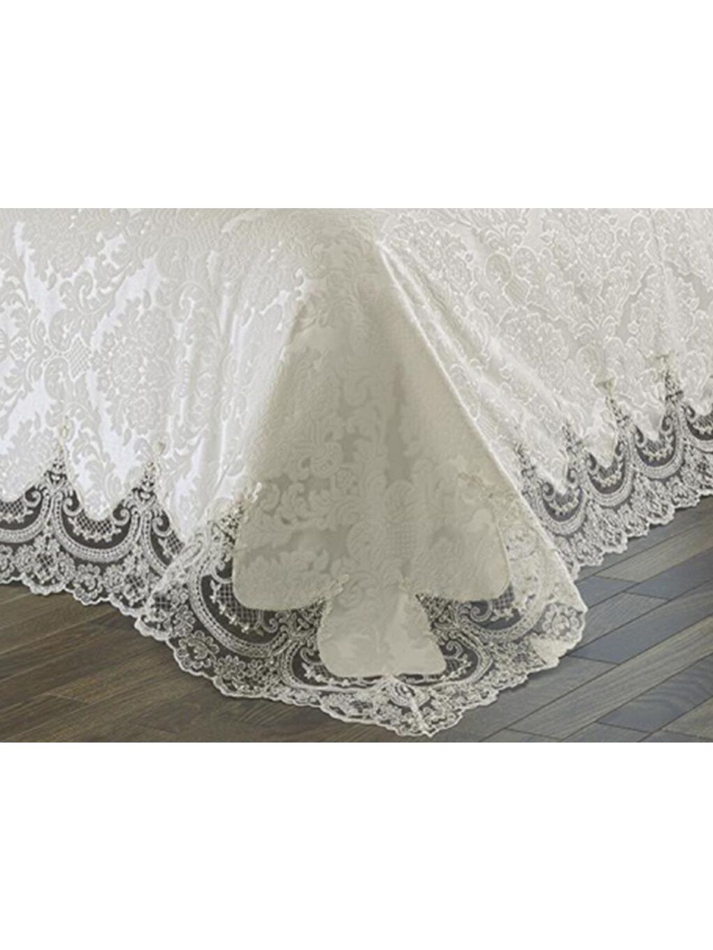 Karışık Fransız Güpürlü Arus 3 Parça Pike Seti Krem-2