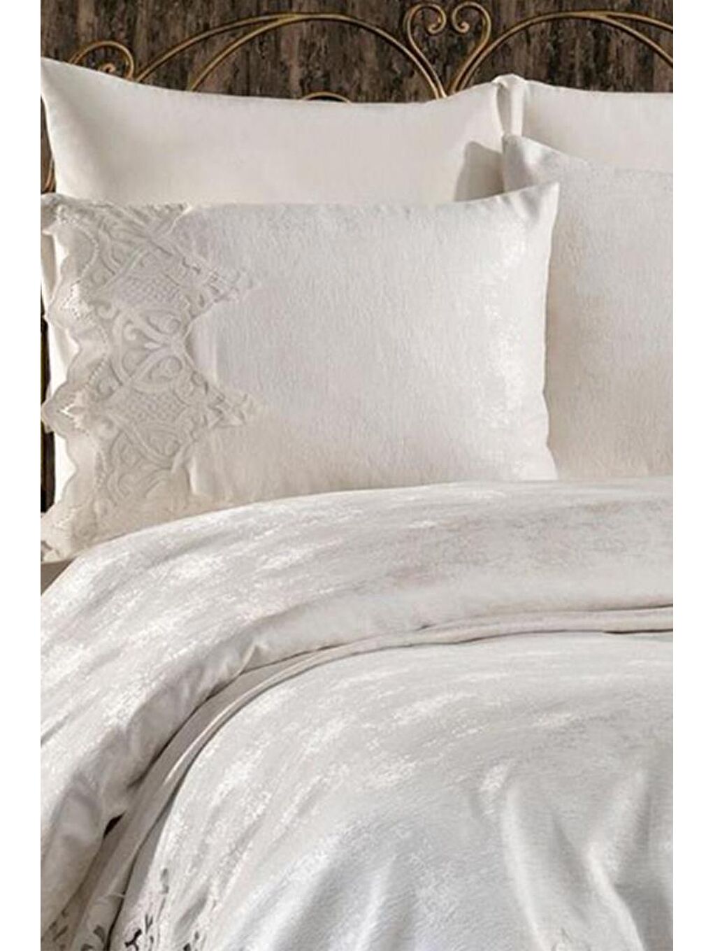 Karışık Stella Çift Kişilik Pike Takımı Krem-4