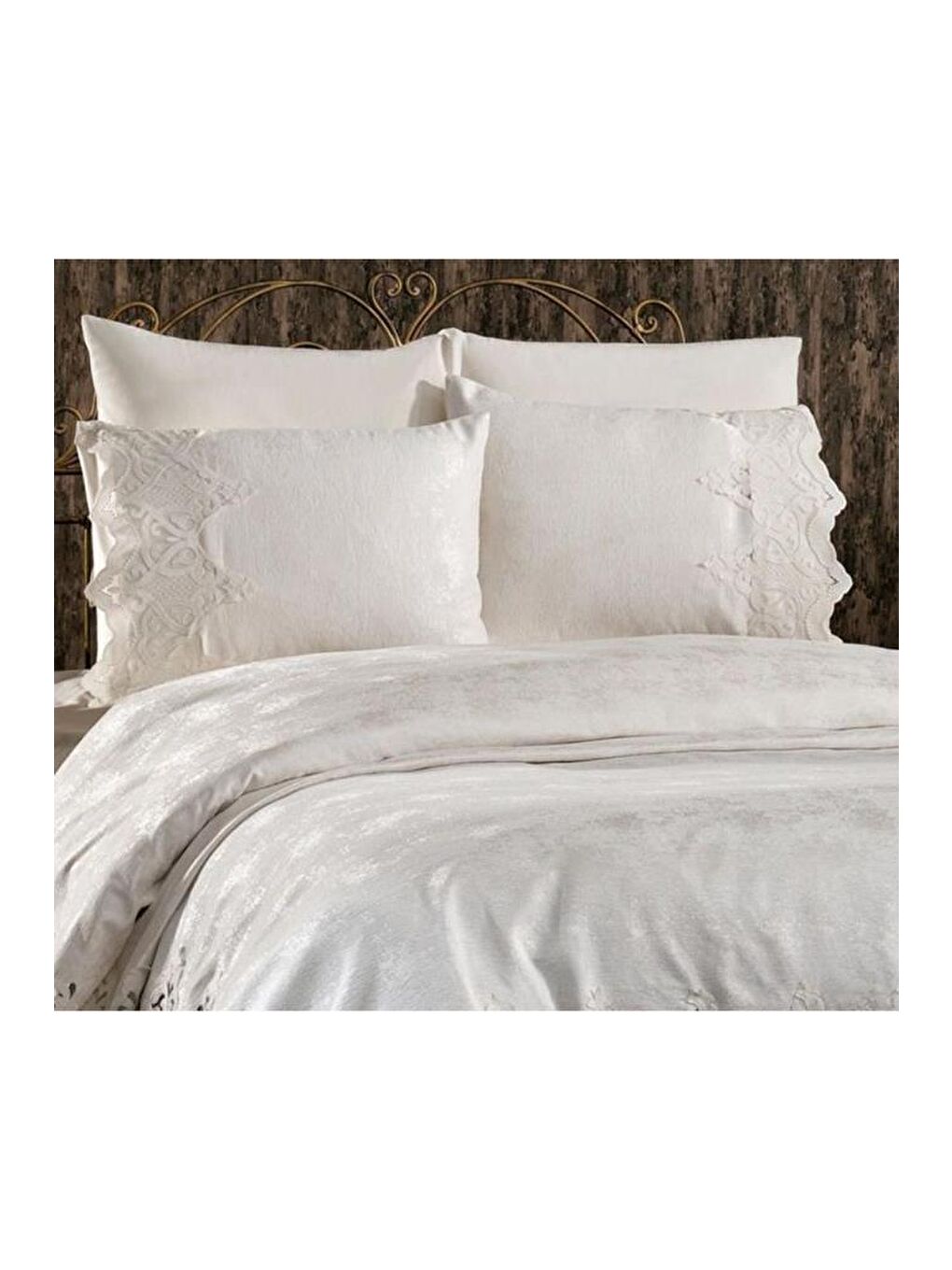 Karışık Stella Çift Kişilik Pike Takımı Krem-5