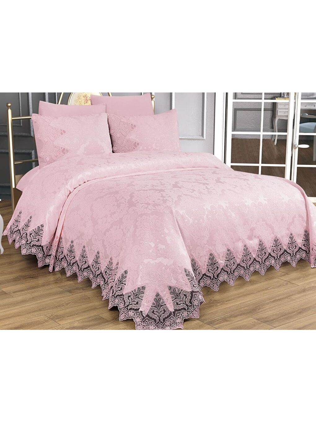 Karışık Ivory Çift Kişilik Pike Takımı Pudra