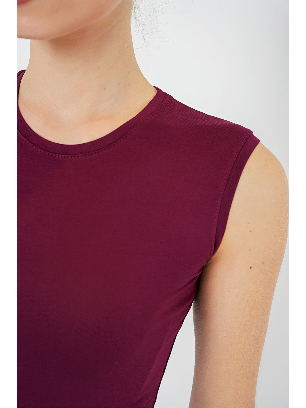 Kadın Kolsuz Body 4347 - Bordo-4
