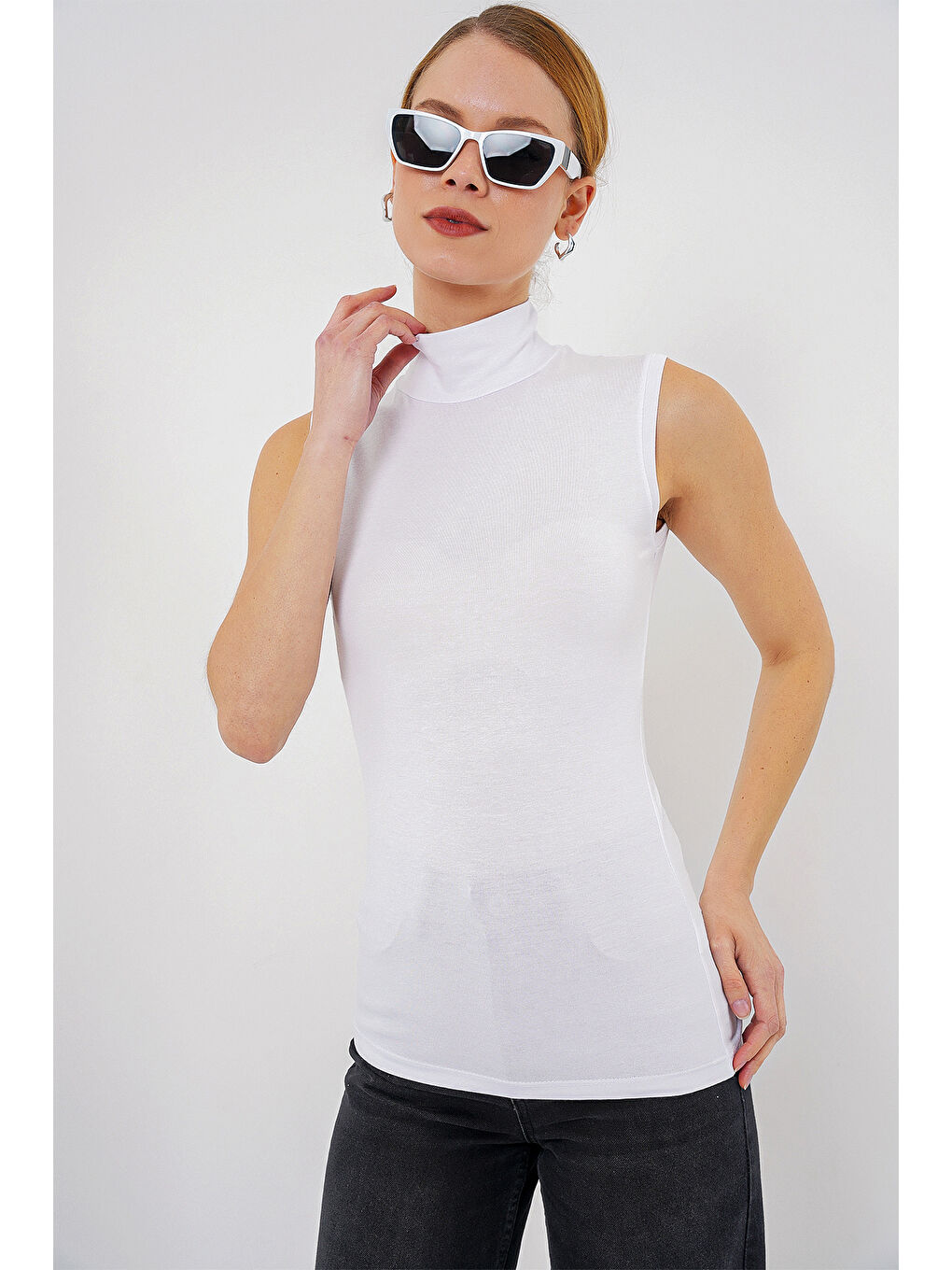 Kadın Kolsuz Body 4348 - Beyaz