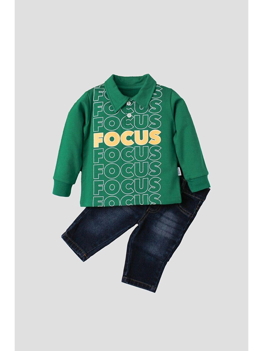 Yeşil Bebek Jean Pantolonlu Takım-4
