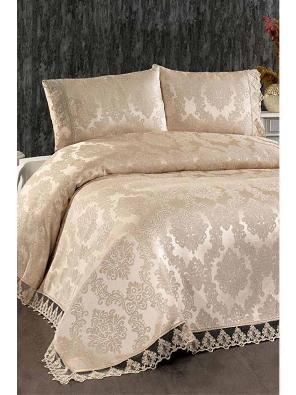 Karışık Demontis Çift Kişilik Yatak Örtüsü Cappucino-1