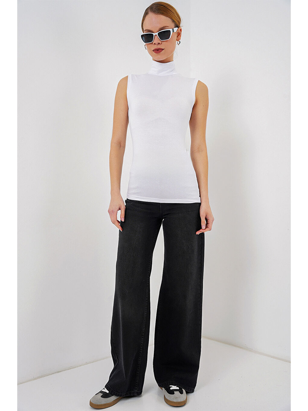 Kadın Kolsuz Body 4348 - Beyaz-1