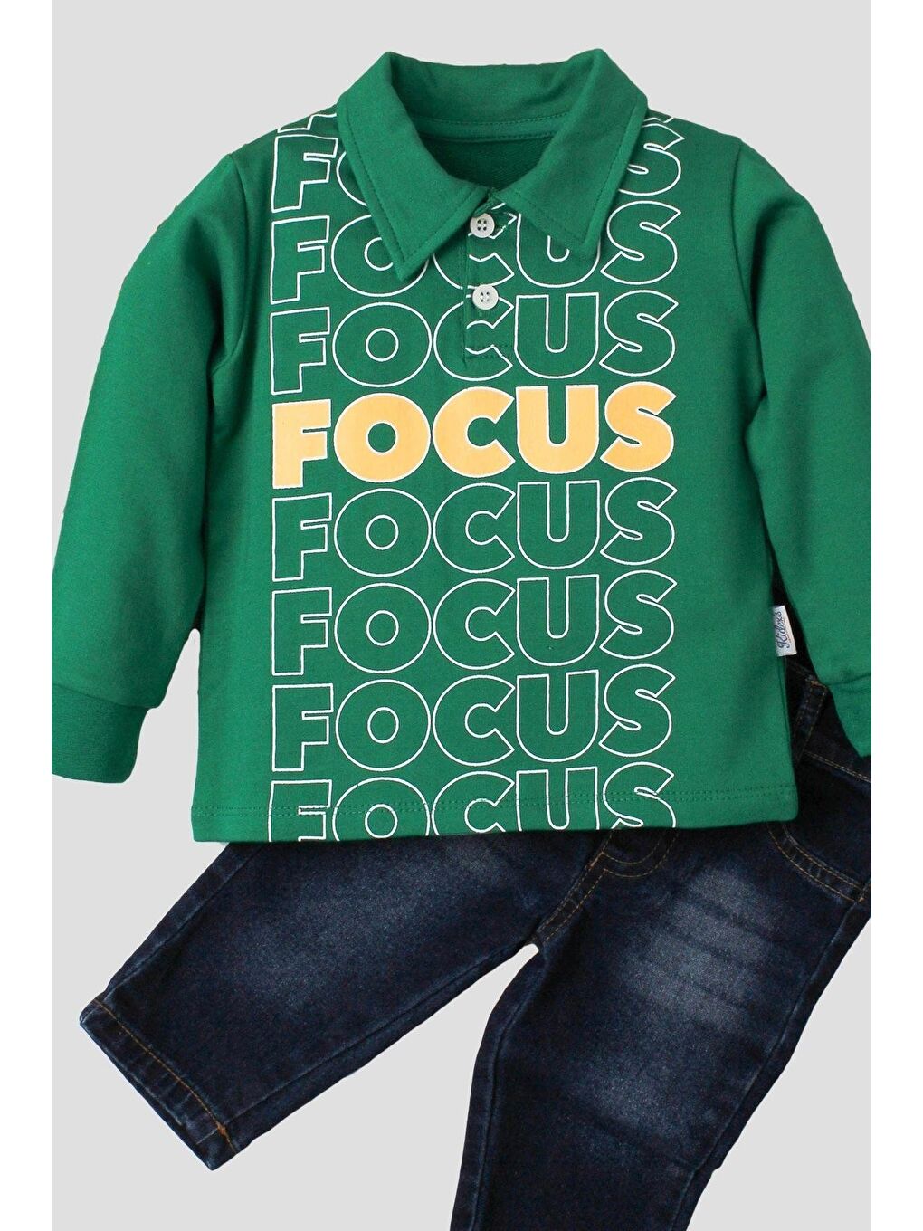 Yeşil Bebek Jean Pantolonlu Takım-5